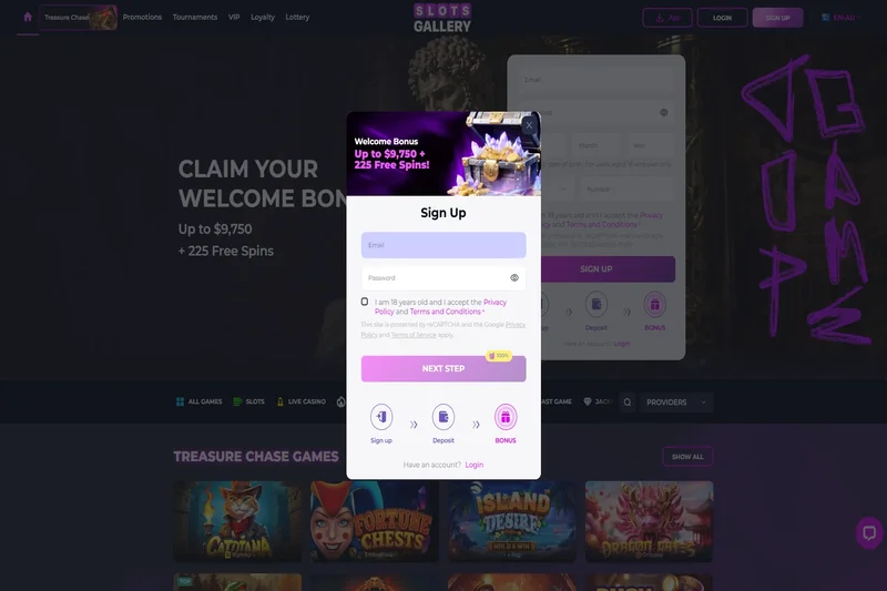 Slotsgallery casino registration page